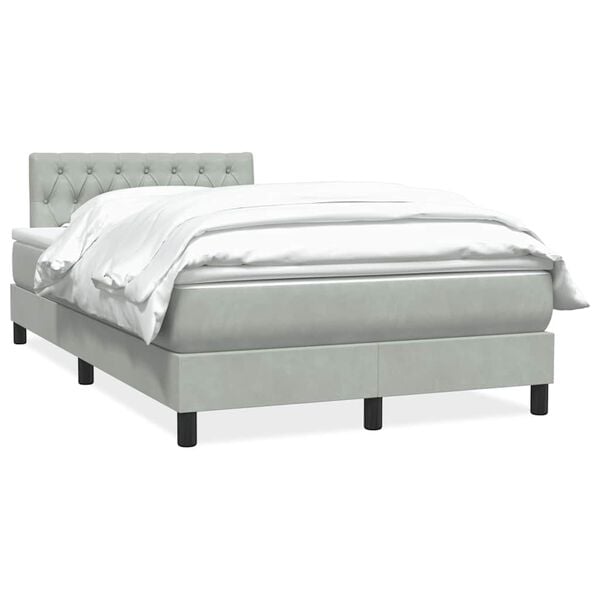 vidaXL Cama boxspring c/ colch&atilde;o 120x220 cm veludo cinzento-claro