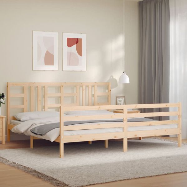 vidaXL Estrutura de cama com cabeceira 200x200 cm madeira maci&ccedil;a