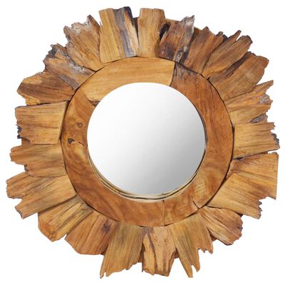 vidaXL Espelho de parede redondo 40 cm madeira de teca