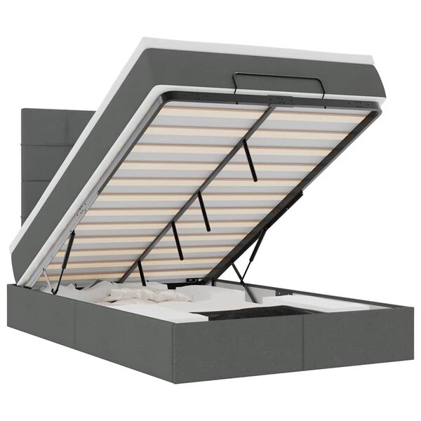 vidaXL Estrutura cama otomana colch&atilde;o 120x200cm tecido cinzento escuro