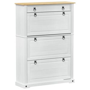vidaXL Arm&aacute;rio de Sapatos com gaveta Corona Branco 99 x 32 x 138 cm