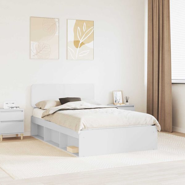 vidaXL Estrutura da Cama com cabeceira Branco 135 x 190 cm