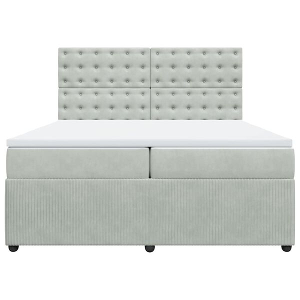 vidaXL Cama com molas/colch&atilde;o 200x200 cm veludo cinzento-claro