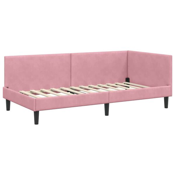 vidaXL Estrutura de Cama de Canto Rosa 90 cm x 200 cm Veludo