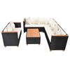 vidaXL 5 pcs conjunto lounge de jardim c/ almofad&otilde;es vime PE preto