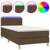 vidaXL Cama box spring c/ colch&atilde;o/LED 100x200cm tecido castanho-escuro