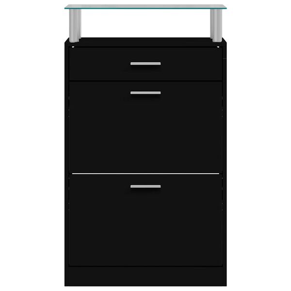 vidaXL Sapateira 63x24x104 cm derivados de madeira preto