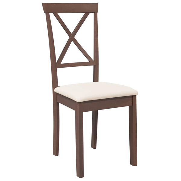 vidaXL Cadeiras de jantar com almofad&otilde;es 2 pcs madeira maci&ccedil;a castanho