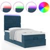 vidaXL Estrutura de cama otomana com colch&otilde;es azul escuro veludo