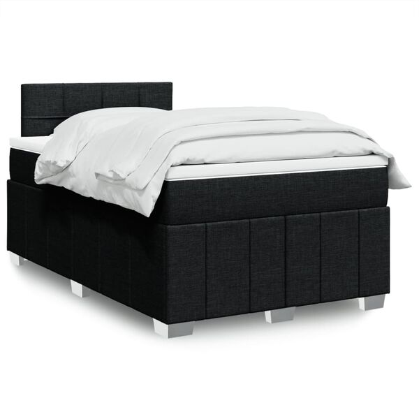 vidaXL Cama boxspring com colch&atilde;o 120x190 cm tecido preto