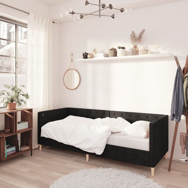 vidaXL Sof&aacute;-cama c/ sa&iacute;da USB 90x200 cm tecido preto