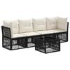 vidaXL Conjunto de Sof&aacute; de Jardim 5 pcs Preto vime PE