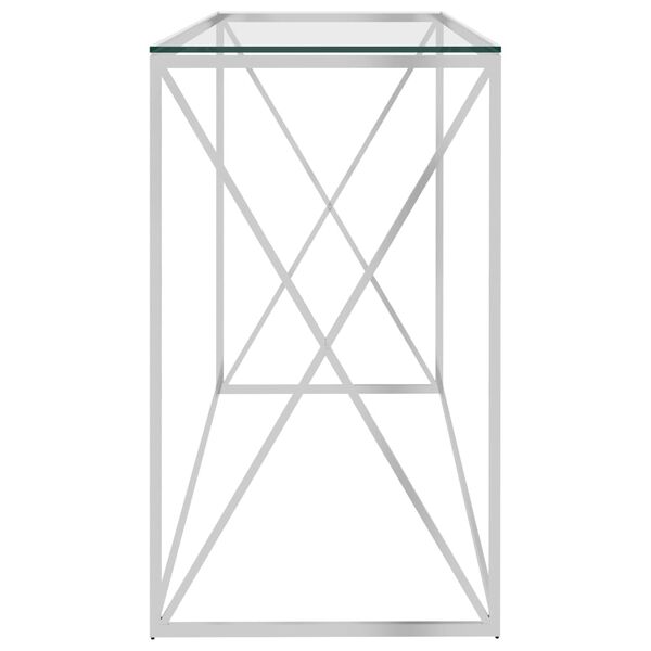 vidaXL Mesa de apoio 140x40x78 cm aço inoxidável e vidro prateado