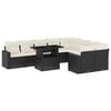 vidaXL 10 pcs conjunto sof&aacute;s de jardim c/ almofad&otilde;es vime PE preto
