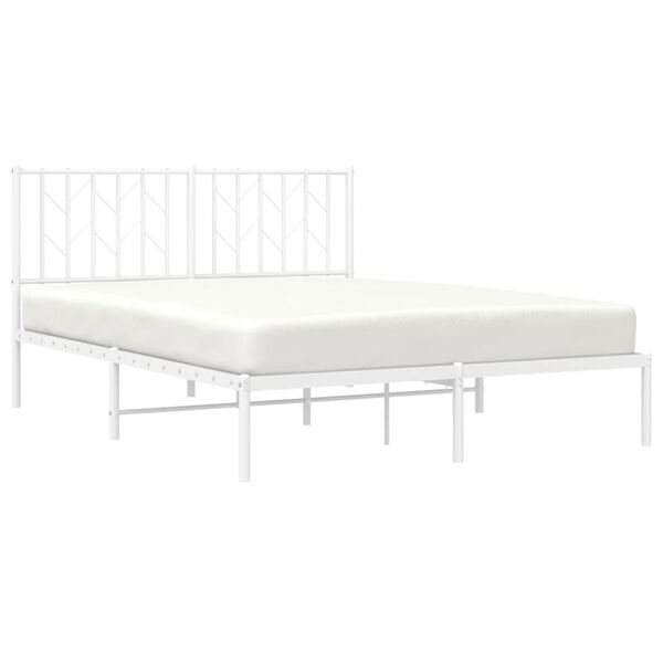 vidaXL Estrutura de cama com cabeceira 140x200 cm metal branco
