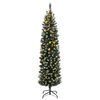vidaXL &Aacute;rvore de Natal artificial fina com 300 luzes LED 240 cm