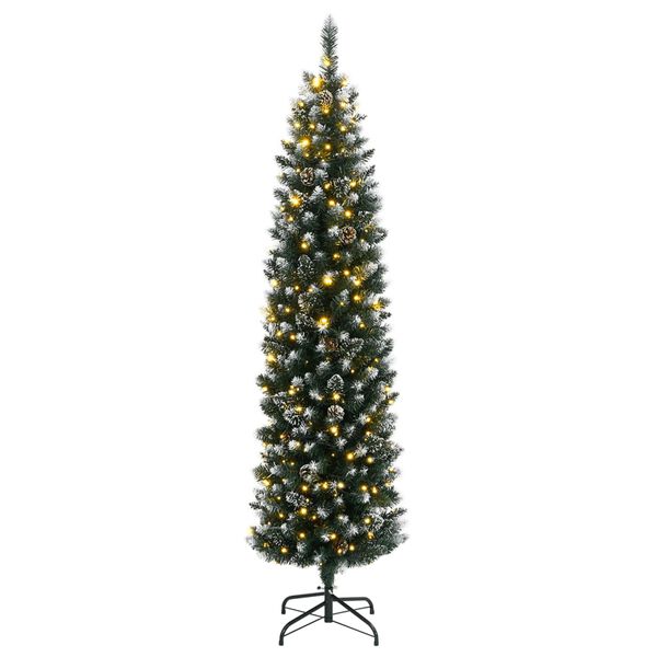 vidaXL &Aacute;rvore de Natal artificial fina com 300 luzes LED 240 cm