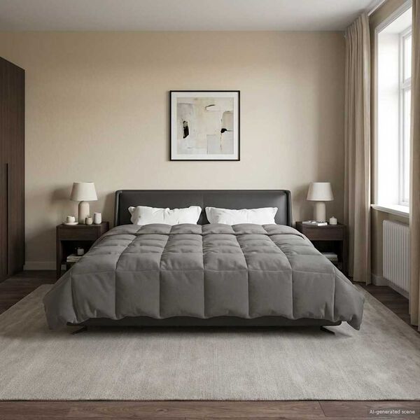 vidaXL Edredom de Ver&atilde;o Simples Cinzento-claro 200 x 200 cm Microfibra