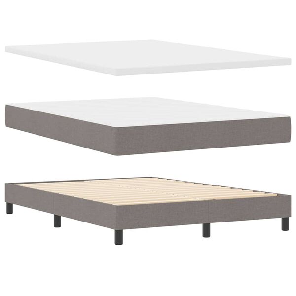 vidaXL Cama Box com colch&atilde;o Cinzento-acastanhado 140 x 190 cm tecido