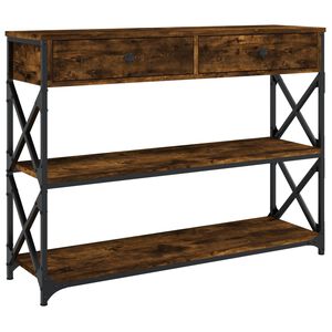 vidaXL Mesa consola 100x28x75 cm derivados de madeira carvalho fumado