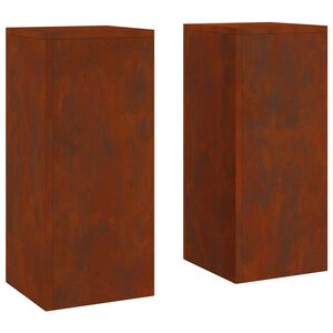 vidaXL Suporte para Plantas 2 pcs Ferro Enferrujado 24 x 24 x 55 cm