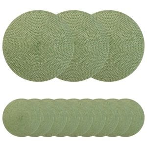 vidaXL Sousplat de Juta 12 pcs Verde-azeitona &Oslash; 30 cm 100% Juta Tossa