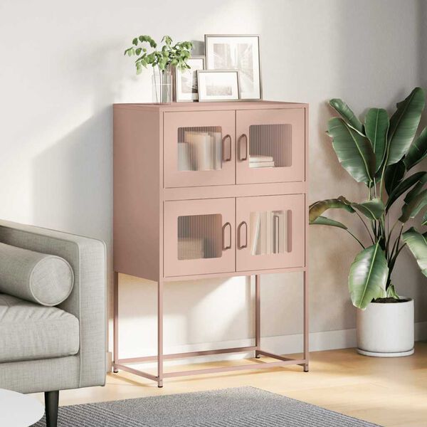 vidaXL Aparador alto 68x39x107 cm aço rosa