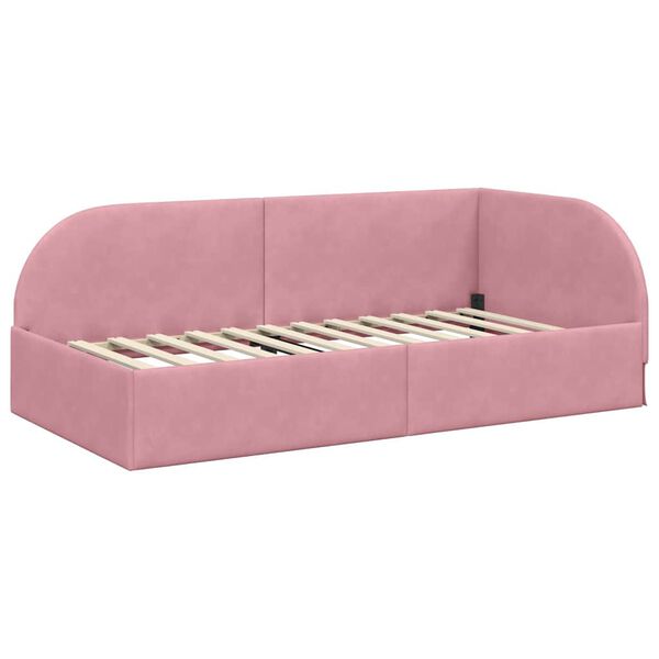 vidaXL Estrutura de Cama de Canto com cabeceira Rosa 100 cm x 200 cm