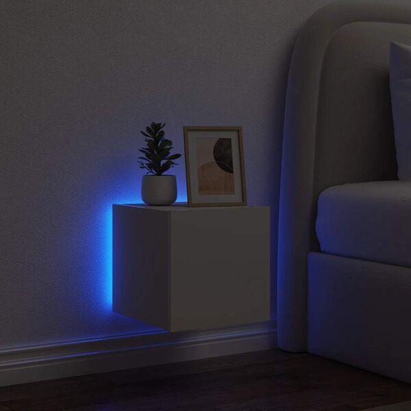 vidaXL M&oacute;vel de parede para TV com luzes LED 30,5x35x30 cm branco