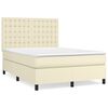 vidaXL Cama com molas/colch&atilde;o 140x200 cm couro artificial cor creme