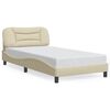 vidaXL Estrutura de cama sem colch&atilde;o Hvar 100x200 cm tecido cor creme