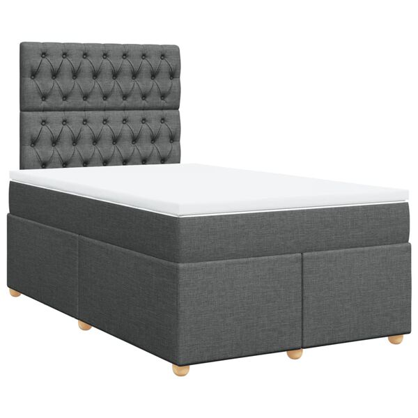 vidaXL Cama boxspring com colch&atilde;o 120x190 cm tecido cinzento-escuro