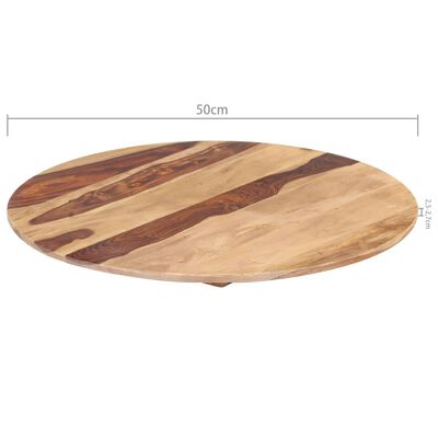 vidaXL Tampo de mesa redondo madeira sheesham maciça 25-27 mm 50 cm
