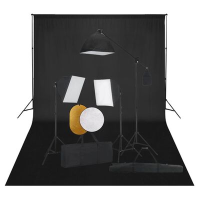vidaXL Kit estúdio fotográfico com softbox iluminação/fundo/refletor
