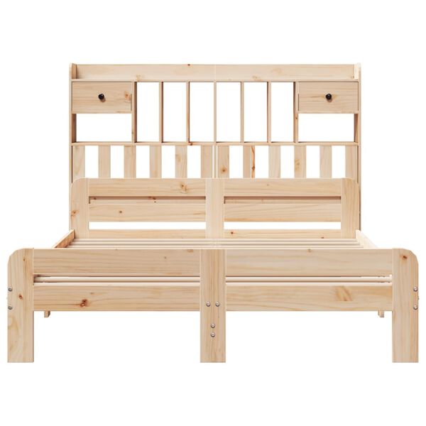 vidaXL Cama com estante sem colchão 150x200 cm pinho maciço