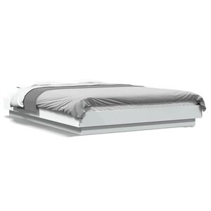 vidaXL Estrutura cama c/ luzes LED 140x200 cm derivados madeira branco