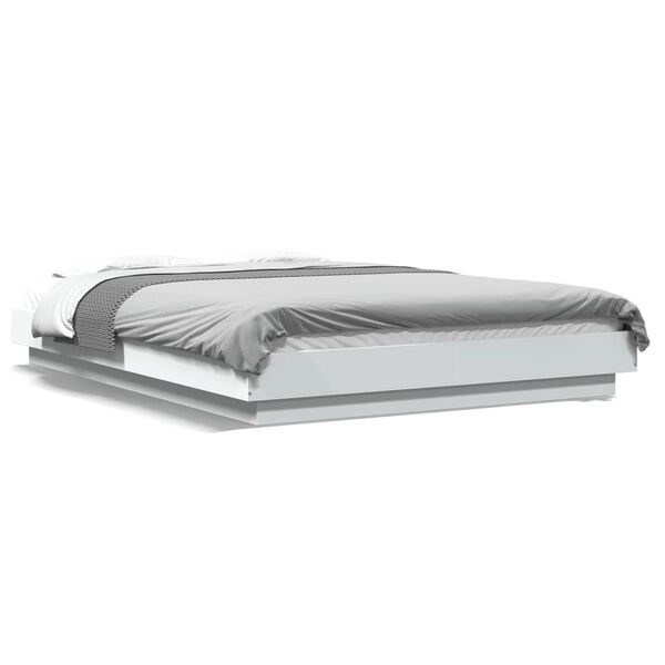 vidaXL Estrutura cama c/ luzes LED 140x200 cm derivados madeira branco