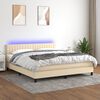 vidaXL Cama box spring c/ colch&atilde;o e LED 160x200 cm tecido cor creme