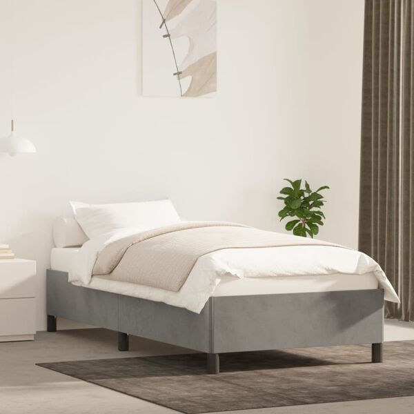 vidaXL Estrutura de cama sem colchão 100x200 cm veludo cinzento-claro