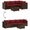 vidaXL 5 pcs conjunto lounge jardim c/ almofad&otilde;es vime PE castanho