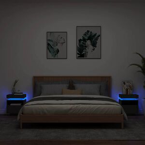 vidaXL Mesas de cabeceira c/ luzes LED 2 pcs 40x39x48,5 cm preto