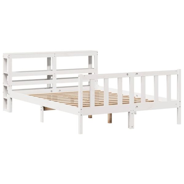 vidaXL Cama sem colch&atilde;o 150x200 cm madeira de pinho maci&ccedil;a branco