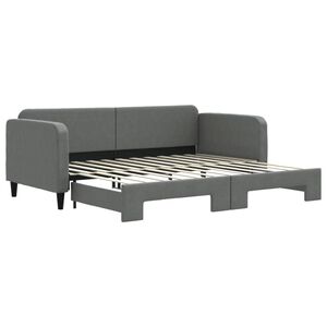 vidaXL Sof&aacute;-cama com gavet&atilde;o 90x200 cm tecido cinzento-escuro