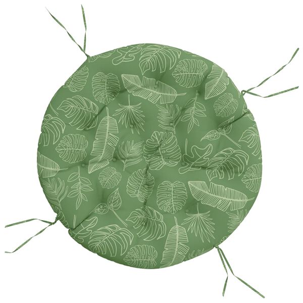 vidaXL Almofad&atilde;o redondo &Oslash; 100 x11 cm tecido oxford padr&atilde;o folhas