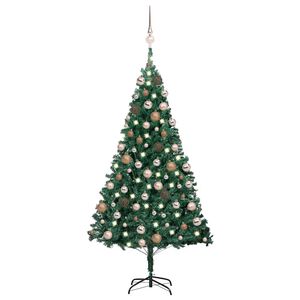 vidaXL &Aacute;rvore Natal artificial pr&eacute;-iluminada c/ bolas 150 cm PVC verde
