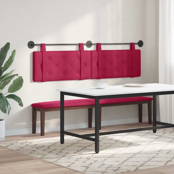 vidaXL Cabeceira Suspensa Vinho Vermelho 170 x 55 x 5 cm Veludo
