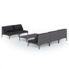 vidaXL 6 pcs conj. lounge jardim c/ almofad&otilde;es vime PE cinzento-escuro
