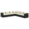 vidaXL 7 pcs conjunto lounge de jardim c/ almofad&otilde;es vime PE preto