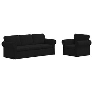 vidaXL Conjunto de Sof&aacute;s 2 unid. Preto tecido