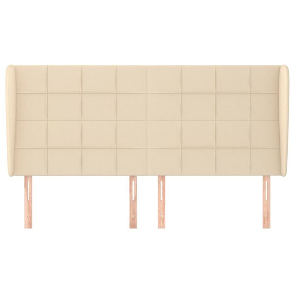 vidaXL Cabeceira de cama c/ abas tecido 163x23x118/128 cm creme
